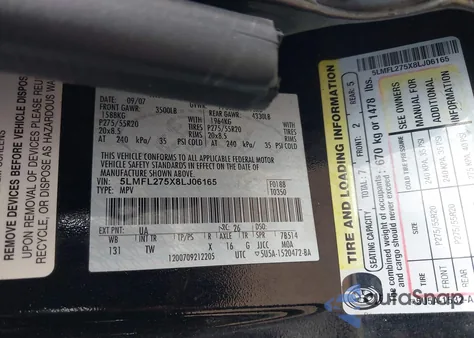 2008 Lincoln Navigator L из США, поврежденный, VIN 5LMFL275X8LJ06165